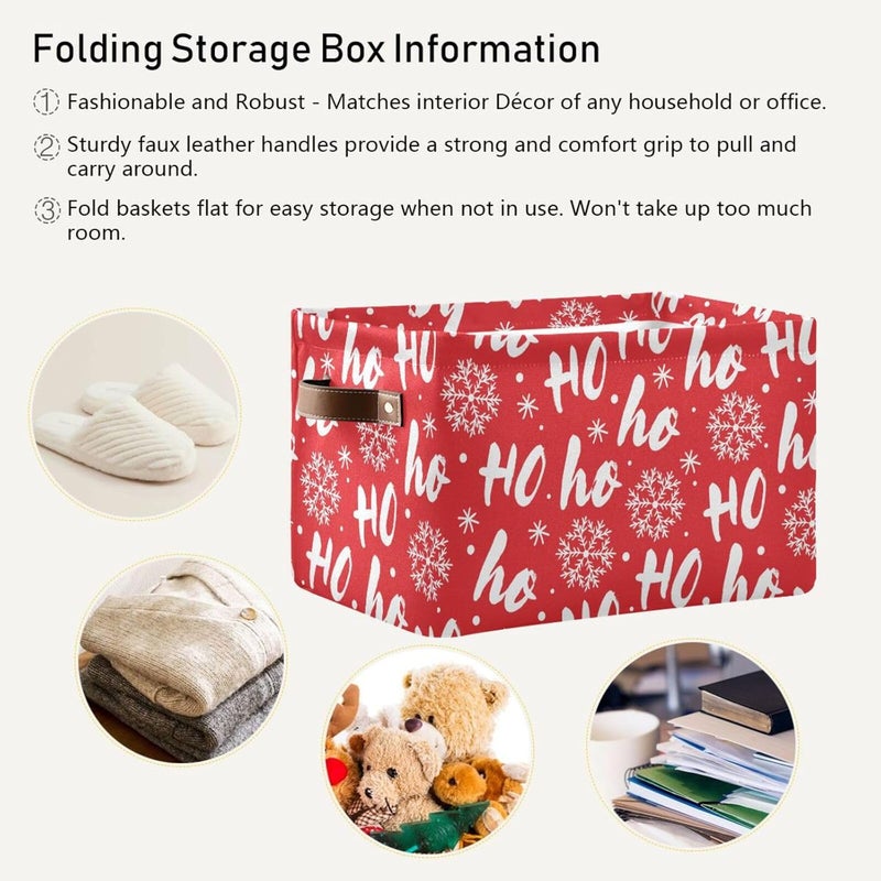 DOMIKING Rectangular Christmas Storage Bin Santa Claus Snowflake Christmas Basket with Handles - Nursery Storage, Laundry Hamper, Storage Baskets - Image 5